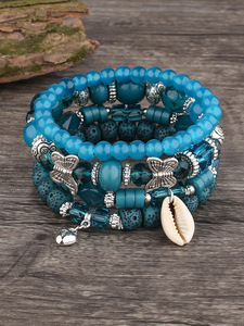 Woven <b>Bracelet</b> Natural Stone Crystal Shell <b>Butterfly</b> Pendant Multi-layer <b>Bracelet</b> Set for Women Uionen 1315 - Product Image 5