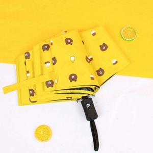 Wholesale Modern Plastic 3-<b>Folding</b> UV Protection Automatic <b>Folding</b> Umbrella Cartoon Bear 8 Ribs Iron Shaft 95Cm Promotional Logo - Product Image 5