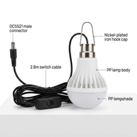 Ampoule LED LINPSECT LP-DY003 DC12V pour usage extérieur, câble de 2,8 m, prise DC5521, interrupteur marche/arrêt, crochet métallique pour un accrochage facile, CRI 80, 6500K, garantie 2 ans