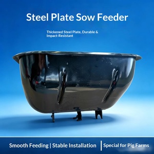 Large Sow Feeding <strong>Trough</strong> Steel Plate Pig Feed Bin Farrowing Crate Gestation Stall Black Model 45*38*23cm - Product Image 2