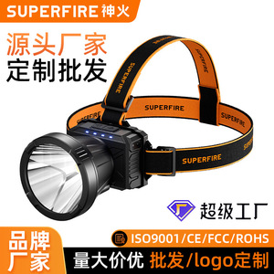 ไฟหน้าแบบซุปเปอร์ไฟร์ 2000 มิลลิแอมป์แบบชาร์จไฟได้ LED ปรับได้สำหรับการเดินป่ากลางแจ้งและตกปลา - Product Image 2