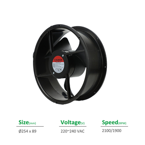 พัดลม SUNON A2259-HBL TC.GN ขนาด 254*89 มม. 220-240VAC 0.24/0.27A 56/60W 2100/1900 รอบต่อนาที 850/770 CFM แบบลูกปืนไฟฟ้า อินเวอร์เตอร์ แบบแกน OEM ODM - Product Image 2