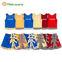 Ensemble de vêtements pour enfants : Haut sans manches couleur unie avec nœuds aux épaules et short de sport pour bébés filles, personnalisable avec logo, collection boutique pour enfants