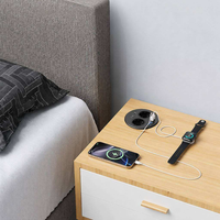 Prise de bureau ronde à encastrer Schuko avec 2 prises EU, 2 ports USB-A 20W PD et 2 ports USB-C, interrupteur marche/arrêt et protection contre les surcharges