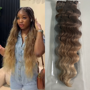 Extensions de cheveux Body Wave en vrac 24" 450G de haute qualité pour style <span class=keywords><strong>hybride</strong></span> à coudre, trame de cheveux premium et lot de mèches Boho Body Wave - Product Image 3