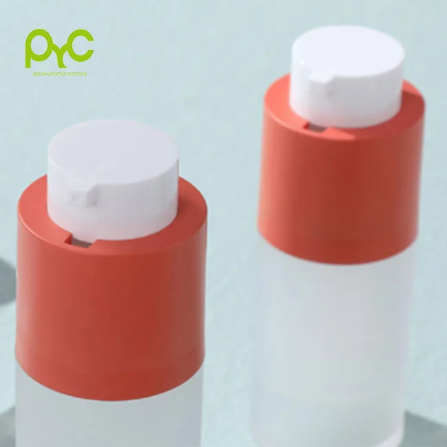 Hot Sale 15ml 30ml 50ml Orange Cap Airless PP Bottle Frosted Spray Bottle Face Wash Cream Plastic Bottle