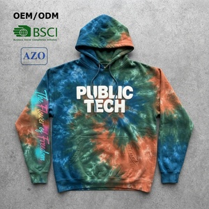เสื้อฮู้ดดี้ผู้ชายแบบสวมหัวพิมพ์ลายดิจิทัลทรงโอเวอร์ไซส์ผ้าคอตตอนย้อมสีแบบไท-ได สไตล์สตรีทแวร์ มีกระเป๋า  งานพิมพ์ลายพัฟฟ์สำหรับฤดูใบไม้ร่วง  รับผลิตตามแบบ OEM - Product Image 1