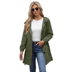 Gabardina con capucha repelente al agua para Otoño e Invierno para <span class=keywords><strong>mujer</strong></span>, Chaqueta larga informal con estampado de conejo, cortavientos holgado para exteriores de talla grande - Product Image 2
