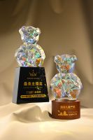 Trophées d'ours gravés lumineux en cristal pour événements d'équipe d'enfants, médailles et plaques durables – Vente directe usine