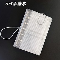 Mini pochette à trois volets pour classeur à feuilles mobiles M5/A7/A6 avec cordon élastique, pochette de rangement pour carnet, enveloppe pour cartes et photos