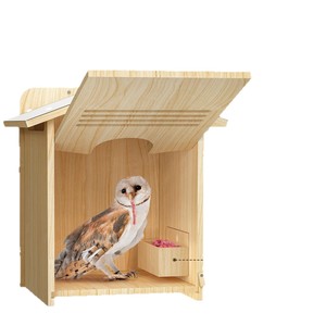 Casa Grande para Búhos para Exteriores, Caja de Anidación para Búhos con Virutas de Madera y Comedero, Casa de Pájaros de Madera - Product Image 3