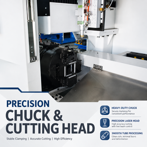 Máquina de corte de tubos con láser CNC 3D de 90-1500W, equipo de láser de fibra para biselado y corte de extremos de tubos metálicos - Product Image 3