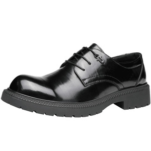 Chaussures habillées en cuir noir pour hommes FAPALEO, bout rond, pour affaires et bureau, couleur unie, lacets avant, épaisseur standard - Product Image 5
