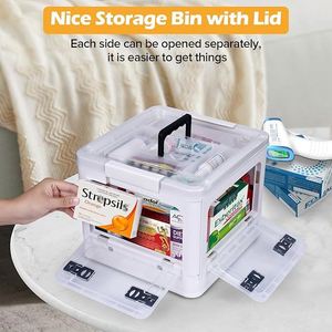 18QT Medicine Storage <b>Box</b> with Handles Large Capacity First Aid <b>Box</b> Clear Medical Supply Organizer with Removable Tray - Product Image 4