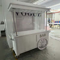 Chariot de bar mobile BJ250025-22 avec auvent, chariot à bonbons en bois, chariot à boissons, bar à cocktails, chariot de présentation de desserts pour événements et fêtes
