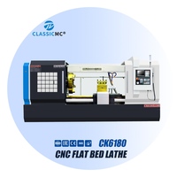 Mesin Bubut CNC Flat Bed CK6180 Besi Cor Berat untuk Pemrosesan Pembubutan Bagian Cakram Flens Besar