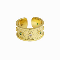 Mode Rétro Luxe Anneau Personnalité Pierres Précieuses Anneau Zircone Antique Réglable Cuivre Anneau pour les Femmes