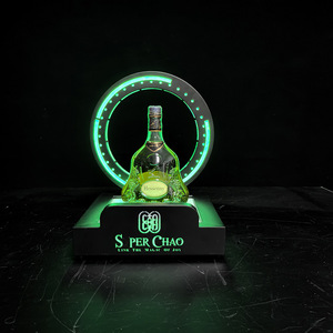 Support de bar lumineux à LED avec pilier en cristal, base pour champagne, couronne florale, XO Cognac, double couleur réglable - Product Image 1