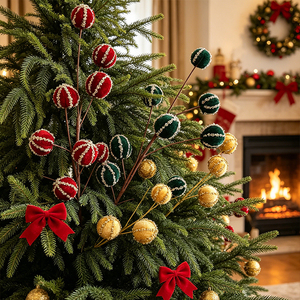 Décorations <span class=keywords><strong>de</strong></span> Noël vertes, rouges et jaunes pour l'arbre <span class=keywords><strong>de</strong></span> Noël, en forme <span class=keywords><strong>de</strong></span> <span class=keywords><strong>boule</strong></span>, <span class=keywords><strong>de</strong></span> haute qualité, décorations <span class=keywords><strong>de</strong></span> Noël - Product Image 2