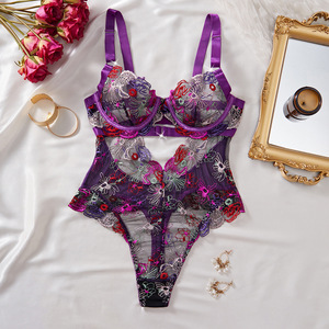 Chuangerm Spot <span class=keywords><strong>Lingerie</strong></span> Modellante da Donna in Pizzo <span class=keywords><strong>Francese</strong></span>, Bustier con Stecche in Acciaio, Modellatore Vita, Intimo Trasparente Scavato Monopezzo - Product Image 3