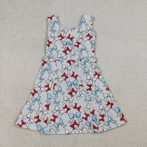Vestido sin mangas para niñas pequeñas, con estampado de limones y lazos, a cuadros azules, estilo yoga, pantalones cortos activos hasta la rodilla - Product Image 5