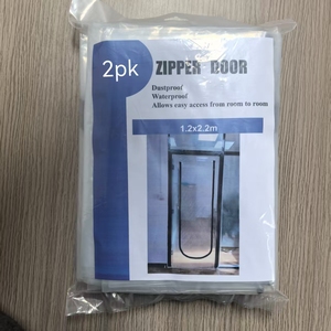 Barrière anti-poussière de chantier 1,43 m x 2,20 m, kit de protection anti-poussière avec porte zippée en plastique, porte temporaire avec fermeture éclair pour cloisons sèches - Product Image 2