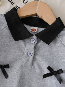 Set Casual Primaverile 2026 per Bambine: Felpa Grigia con Fiocchi + Jeans, 2 Pezzi, Maniche Lunghe - Product Image 4