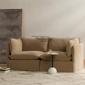 Divano Sezionale a 3 Posti in Tessuto di Lino <span class=keywords><strong>Stile</strong></span> Americano <span class=keywords><strong>Moderno</strong></span> per Hotel Resort, Case Vacanza, Ville e Arredamento Soggiorno - Product Image 2