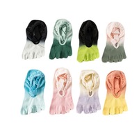 Chaussettes de yoga antidérapantes en coton pour femme, cinq doigts, avec grip, imprimé dégradé, pour Pilates et Barre, vente en gros, collection automne