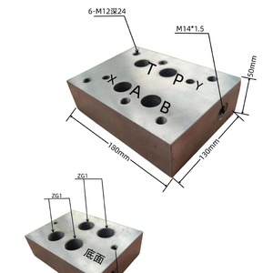 Bloc de soupapes hydrauliques 180x130x50mm, ports M12 M14 pour soupapes de commande directionnelle, système d'huile haute pression - Product Image 1