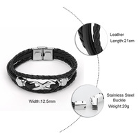 Bracelet à fermoir en alliage 3 couches unisexe pour homme avec breloque infini Bracelets en cuir métallisé pour enfants