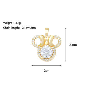 [Ouro Verdadeiro de Cobre] Pingente de Urso de Pelúcia com Laço, Joia Artesanal DIY Transfronteiriça da Moda, Microincrustado com Zircônio, Compatível - Product Image 6