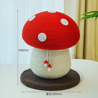 Vente en gros OEM personnalisé : Griffoir et tour d'escalade pour chat en sisal manuel, durable et anti-chute, avec jouet boule à griffer en forme de champignon rouge