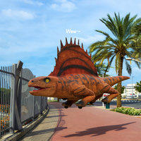 Dinosaure animatronique réaliste personnalisé, télécommandé, marchant et sautant, robot Dimetrodon, animal de compagnie robotique pour usage en centre commercial intérieur