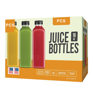 Vuông rỗng chai nước ép nhựa biểu tượng tùy chỉnh. Pet 120ml 250ml 350ml 400ml 500ml nước giải khát chai ly với vít nắp chai - Product Image 5