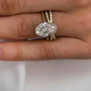 Diseño único Cruz sobre doble banda 1,5mm U-prong Pave Diamond Anillos Mujeres 14K 18K Oro Anillo de bodas Compromiso - Product Image 6