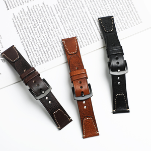สายหนังแท้คุณภาพสูงขนาด 18 มม. 20 มม. 22 มม. สไตล์วินเทจ พร้อมหัวเข็มขัดสแตนเลส สำหรับนาฬิกา Samsung Galaxy Apple HUAWEI - Product Image 3