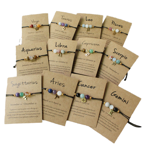 Braccialetti con perline dei 12 segni zodiacali in cristallo curativo, braccialetti astrologici con pietre naturali per chakra, per donna e uomo, stile trendy e alla moda. - Product Image 2