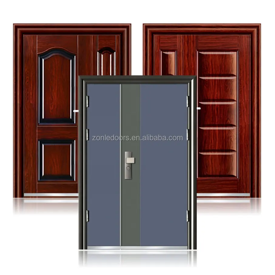 New Modern Simple Single Double Window Door Arch Top Safety Front Main Entrance Wrought Iron Door with smart lock