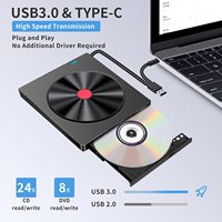 Unidad de Blu-ray Externa 7 en 1, Grabadora de DVD Óptica Delgada USB 3.0 Tipo-C con Lector de Tarjetas SD/TF, 2 Concentradores USB 3.0 Compatibles