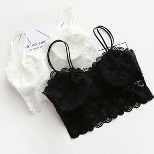 823 Women Floral Sweet Breathable Quick Dry <b>Woolen</b> Halter Neck Short Tank <b>Tops</b> Padded Chest Lace Bralette Front Logo Fitness - Product Image 3