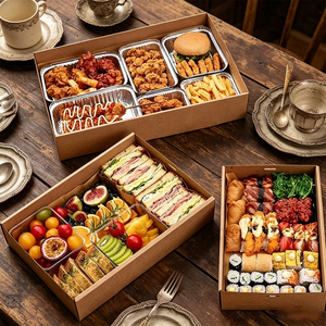 Caja Bento de Papel Kraft Biodegradable de Primera Calidad con Compartimento, Diseño Personalizado para Picnic, Comidas al Aire Libre y Preparación de Comidas - Product Image 1