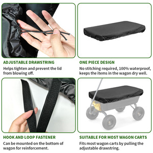 Garden Cart Cover Water Resistant Outdoor Use Black 4 Wheel Trolley Protection - Product Image 3