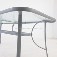 Joyeleisure Ensemble de mobilier de jardin moderne en aluminium KD avec table à plateau en verre pour patio, villa, parc, hôtel, école