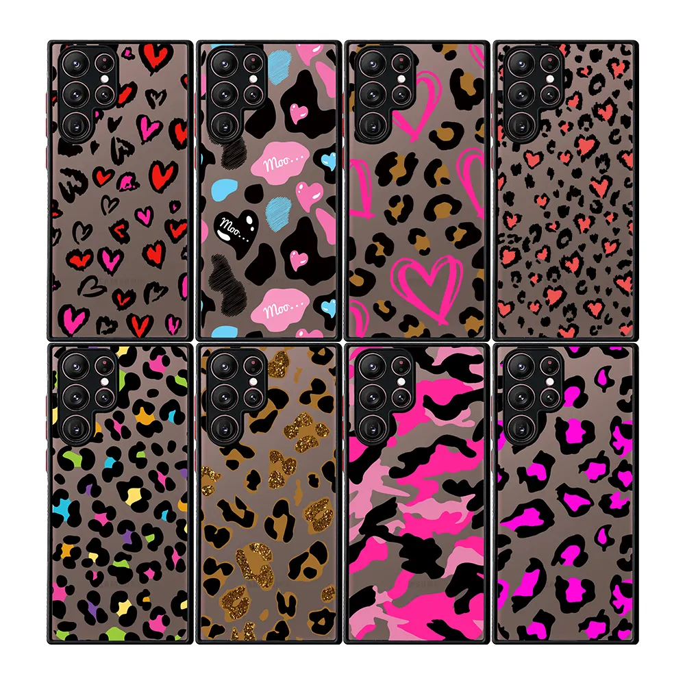 Local smooth heart love Leopard cell phone Case For samsung s22 ultra