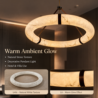 Lustre Moderne Translucide Blanc en Onyx Artificiel Décoratif, Anneau en Albâtre, Décoration Murale de Luxe pour la Maison, Découpable sur Mesure