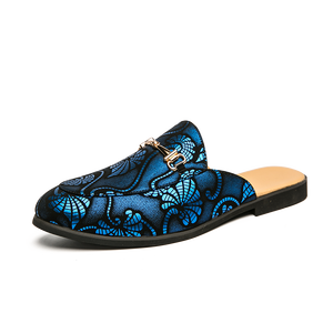 Mezze scarpe per la stagione estiva pantofole con tacco stile muli da uomo con motivo stampato tomaia in pelle in microfibra Logo personalizzato disponibile - Product Image 5