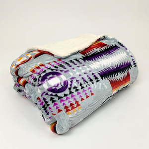 Mantas de lana con estampado nativo directo de fábrica Mantas de Sherpa con estampado de lana <span class=keywords><strong>Azteca</strong></span> para invierno - Product Image 3