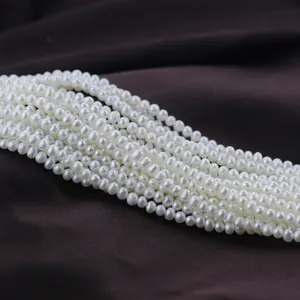 3.5-4mm AA Grade Natural Color Small Mini Size White Natural Potato Pearl Bead String Strand