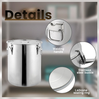 Conteneur de stockage alimentaire en acier inoxydable DaoSheng 50L, étanche, pour la conservation de la fraîcheur, avec couvercle hermétique